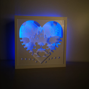 Tablou 3D luminos shadow box - MICKEY ȘI MINNIE - COLOR