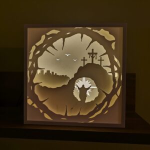 tablou 3d luminos shadow box - Învierea Domnului
